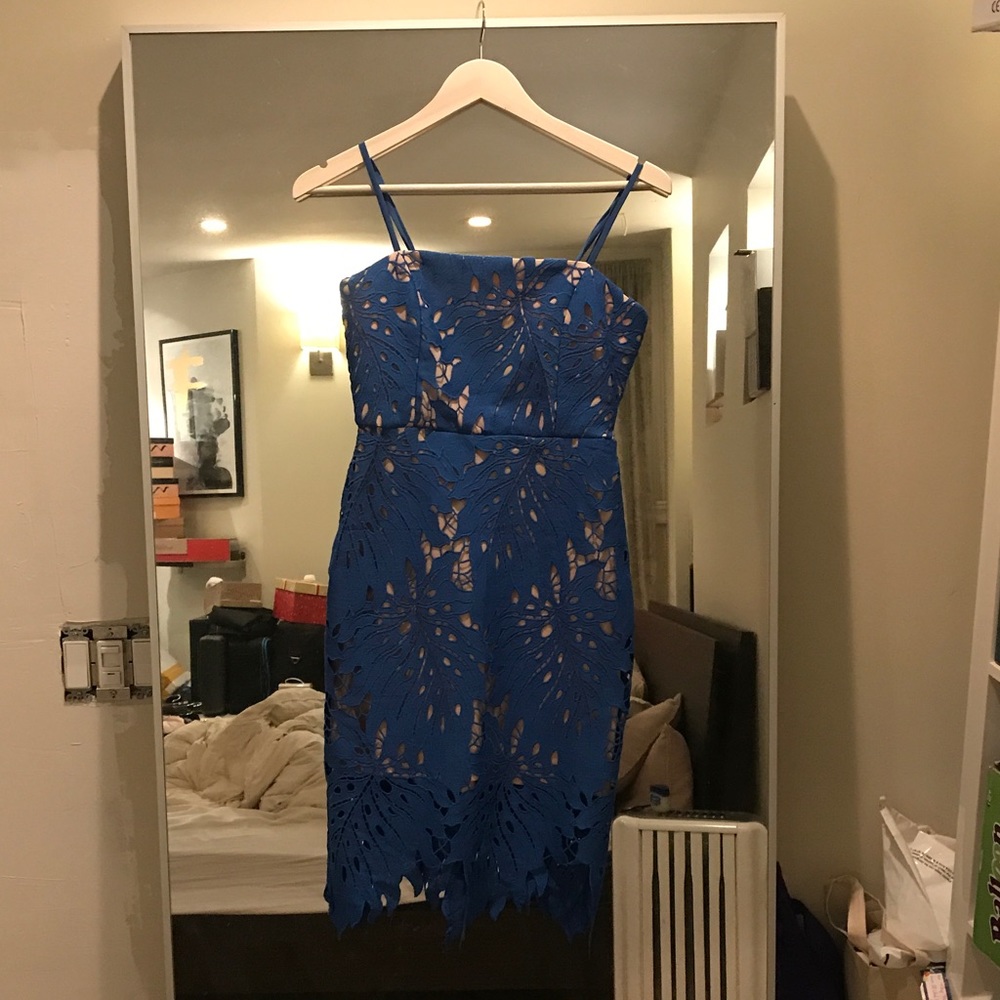 Blue floral lace dress